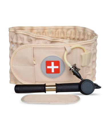 Decompression Back Belt Spinal Air Traction Belt for Reset Device and Lower Back Pain Relief Lumbar Traction for One Size 29 to 49 inches Beige