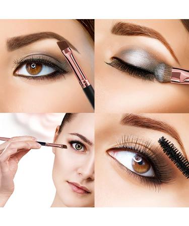 Duo Eyebrow Brush Set - Spoolie and Angled Brow Brushes for Eye Makeup (5pcs, Black) - Buy Online on GoSupps.com