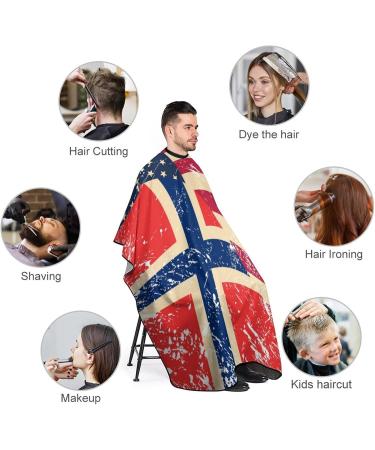 American & Norway Retro Flag Barber Cape - Adjustable Snap Hair Cutting Salon Apron for Adults | International Shipping - Buy Online on GoSupps.com