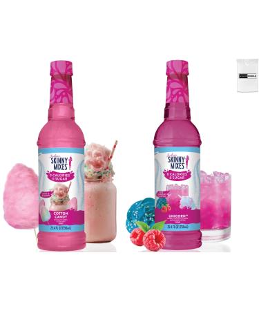 Value Bundle: JORDAN'S SKINNY SYRUPS SUGAR FREE - COTTON CANDY & UNICORN - Zero Sugar & Zero Calorie - Flavoured Syrup for Water Flavour Snow Cone Syrup Slushie Syrup Mocktails & Cocktail Mix & Soda - Custom Value Bundle Branded Pack of 2