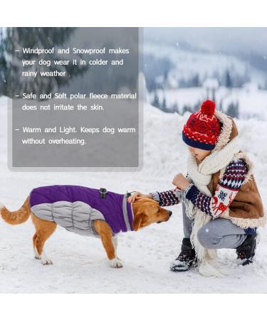 Kuoser Waterproof Dog Coat - Warm Winter Jacket for Small & Medium Dogs | Fleece Lined Reflective Pet Sweater - XXL Purple - Buy Online on GoSupps.com