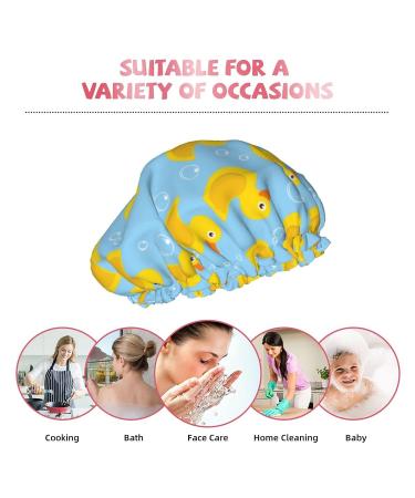 Yellow Rubber Duck Reusable Shower Cap for Women and Kids | Double Layer Waterproof Bathing Hat | Hair Protector for Long Hair - Buy Online on GoSupps.com