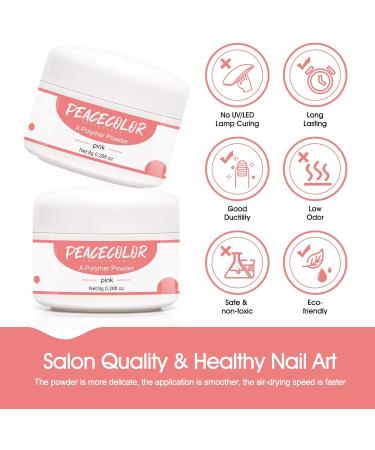 PEACECOLOR 2 x 8g Pink Acrylic Powder for Nail Extension 3D Carving French Nails Acrylic Nails Supplies AC-25 - Buy Online on GoSupps.com