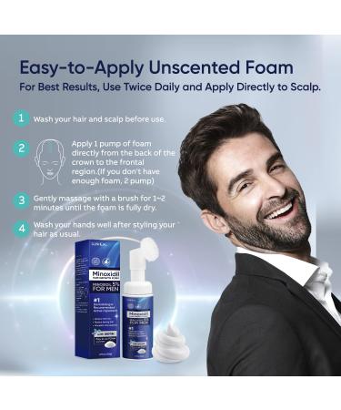 Men's 5% Minoxidil Foam Hair Regrowth Treatment with Brush - 60g | 1-Month Supply - Buy Online on GoSupps.com