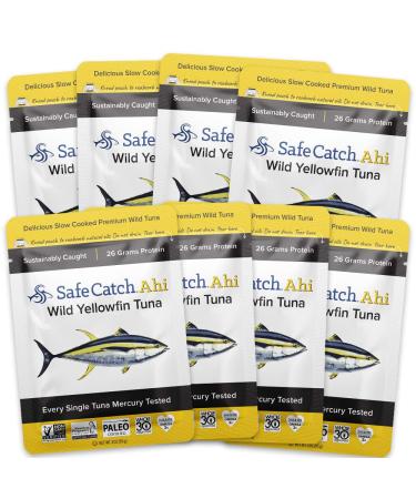 Safe Catch Ahi Wild Yellowfin Tuna Fish Pouch 3oz 8 Pack - Low Mercury, Gluten-Free, Paleo, Keto, Whole30 Approved & High-Protein - Buy Online on GoSupps.com