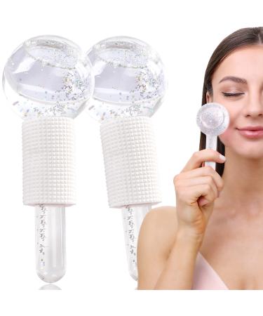 Facial Ice Globes 2 pieces facial globes for massage tools facial roller massage devices for cold skin tighten the skin reduce swelling and dark circles improve blood circulation (white)