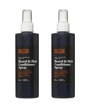 Scotch Porter Leave-in Conditioner Spray for Men | Daily Hydration Leave-In Beard & Hair Conditioner Spray | Non-Toxic Ingredients Free of Parabens Sulfates & Silicones |8oz 2 Pack