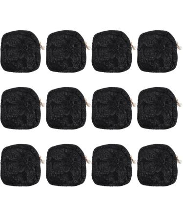 Lurrose accessories 12 pieces of napkin storage bag with zip cosmetics bag women-accessory travel organizer bags with zipper for women storage bag blackx12st 11x11x3cmx12PCs