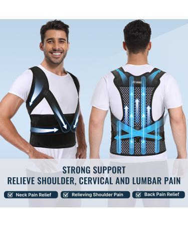 Fit Geno Upgraded Full Back Brace Posture Corrector for Men - Adjustable & Breathable Support for Back Pain Relief Scoliosis & Thoracic Spine (Large - Buy Online on GoSupps.com