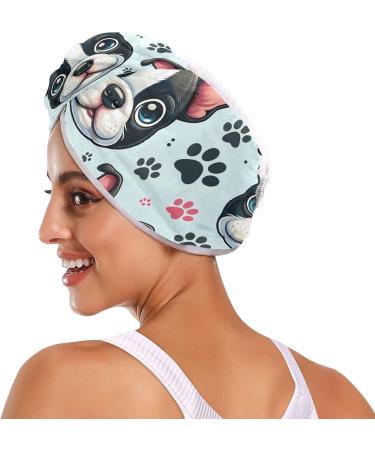 Dog Footprints Hair Towel 2 Pack - Super Absorbent Quick Dry Hair Turbans for Women & Girls | Ideal for Fast Drying - Buy Online on GoSupps.com