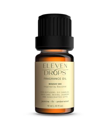 Eleven Drops Bougie 540 Diffuser Oil Premium Fragrance Oil with Radiant Amber & Jasmine Notes Elegant Aroma for Cold Air Diffusers Home Office Candle Making Pet Friendly 10ml Glass Bottle