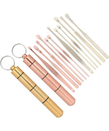 Stainless Steel Earwax Remover Kit - Ear Spoon Scoop & Wax Pick - Rose Gold+Gold | Earwax Cleaning Tool - Buy Online on GoSupps.com