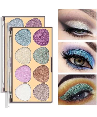 Eyeshadow Palette - 8 Colors Shimmer Eye Shadow Eye Shadow Powder Makeup Pallet Highly Pigmented Ultra Shimmer Fovolat M1 - Buy Online on GoSupps.com