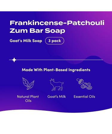 Zum Bar Goat's Milk Soap - Frankincense Patchouli - 3 oz (3 Pack) | Indigo Wild - Buy Online on GoSupps.com