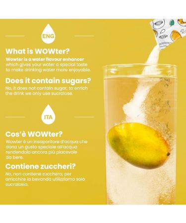 Wowter by AMZ Better - Mango Flavor Water Powder Sugar-Free Calorie-Free Gluten & GMO Free 24 Sachets (2 Pack) - Made in Italy - Buy Online on GoSupps.com