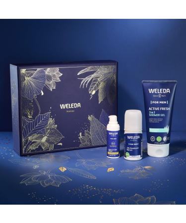 WELEDA - CHRISTMAS 2024 MEN'S GIFT SET: 5in1 Serum 30 ml - 3in1 Active Fresh Shower Gel 200 ml - Men's Roll-on Deodorant 50 ml - Buy Online on GoSupps.com