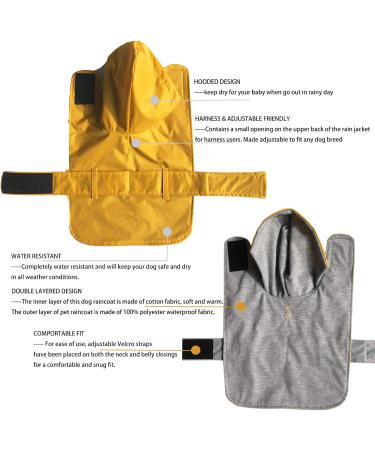 Waterproof Dog Coat Rain Jacket - Soft Lining for Small Medium & Large Dogs (11-71) - Yellow MYB - Buy Online on GoSupps.com