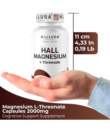 Hall Magnesium L-Threonate Capsules 2000mg - Cognitive Support Supplement for Brain Health & Memory - Mental Clarity Focus & Sleep Aid - Non GMO - Gluten Free - 60 Capsules Hallusa Natural 60 Count (Pack of 1) - Buy Online on GoSupps.com