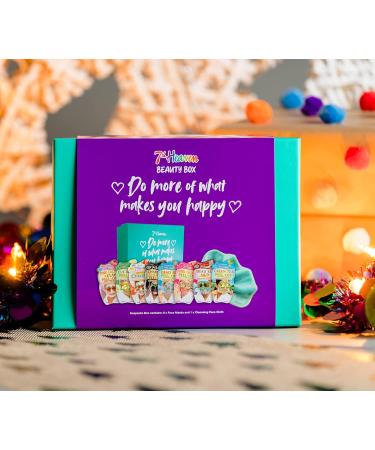 7th Heaven Beauty Box of Treats Gift Set | 8 Face Masks Inspirational Box & Cleansing Cloth - Perfect International Gift - Buy Online on GoSupps.com