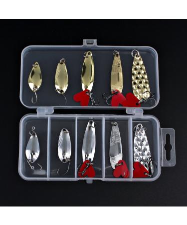 Origlam 10 pieces of fishing open metal bait bait with hook tackle box spoon hard fishing bait metal fishing bait metal fishing coils bait bait - Buy Online on GoSupps.com