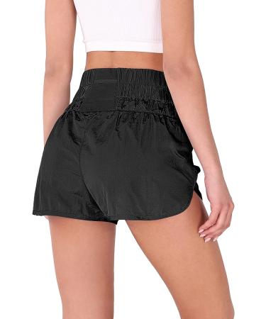 ODODOS Women's High Waisted Goto Athletic Shorts - Quick Dry Workout Running Shorts with Mesh Pocket (Medium, Black) - Buy Online on GoSupps.com
