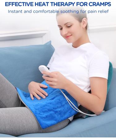 Comfytemp Electric Heating Pad XL 12x24in - 9 Heat Levels, 11 Timers, Backlight - for Back Pain, Neck, Shoulders, Cramps - Machine Washable Dark Blue - Buy Online on GoSupps.com