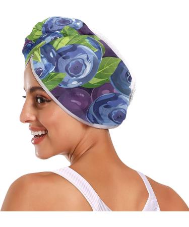 Buy Super Absorbent Blueberries Hair Towels 2 Pack - Quick Dry Hair Turbans for Women & Girls - Buy Online on GoSupps.com