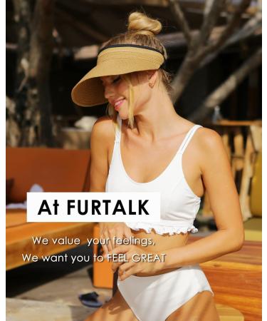 FURTALK Women's Packable Straw Sun Visor Hat UPF 50+ for Beach Travel - Black, One Size - Buy Online on GoSupps.com