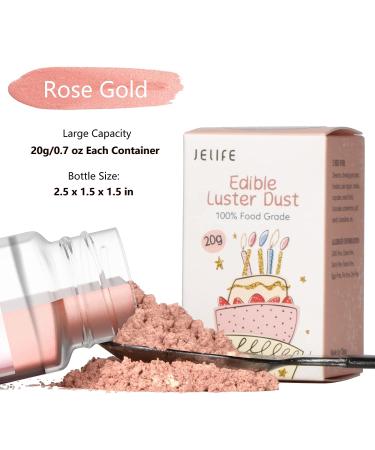 Jelife Rose Gold Edible Luster Dust - 20 grams Food Grade Cake Dust Shimmer Powdered  Tasteless Edible Metallic Powder Food Coloring for Cake Decorating  Chocolates  Fondant  Painting & More  Vegan Rose-Gold - Buy Online on GoSupps.com
