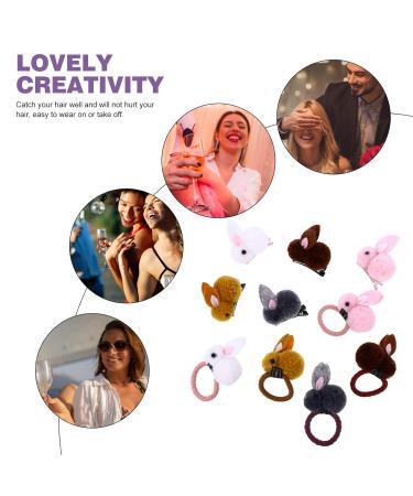 Frcolor 10-Piece Plush Rabbit Ponytail Holder Clips - Cute Elastic Hair Ties for Women & Girls - Random Styles - Shop Internationally! - Buy Online on GoSupps.com