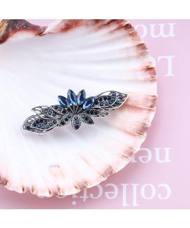 Aneneiceera Blue Crystal Wedding Hair Clip Barrette Molan Rhinestone Black Hair Barrette Clips Bling Bridal Headpieces Head Clip Headwear Crystal Bride Hair Accessories for Women and Girls (Lotus) - Buy Online on GoSupps.com