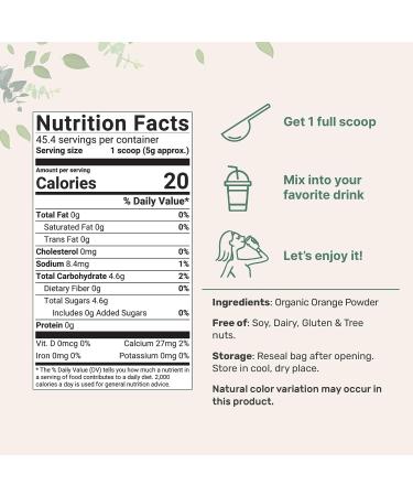 Organic Orange Powder - 8oz Freeze Dried Fruit Powder Rich in Antioxidants and Vitamin C - Immune System Booster for Smoothies, Coffee, and Baking - No GMOs - 1 Pack - Buy Online on GoSupps.com