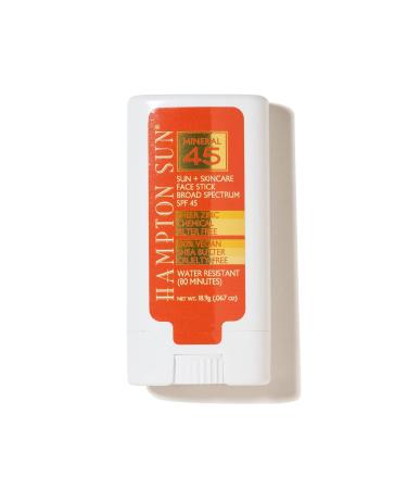 Hampton Sun SPF 45 Mineral Face Stick 0.67 oz. - Non-Whitening Broad Spectrum Sunscreen Stick with Avocado Oil - Vegan Luxury Sunscreen - Buy Online on GoSupps.com