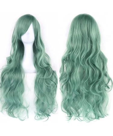 ColorfulPanda Long Curly Wavy Hair Costume Cosplay Party Wigs for Women Ladies Light Green Lolita Style Anime Wig Mint Green