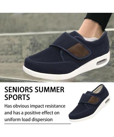 RCIDOS Men's Diabetic Shoes - Wide Width Orthopedic Slip-on Shoes | Lightweight & Adjustable for Edema Swollen Feet - Blue - Buy Online on GoSupps.com