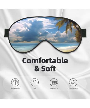 Shop Clouds & Palm Trees Printed Soft Eye Mask | Zero Eye Pressure Travel Blackout Mask - Buy Online on GoSupps.com
