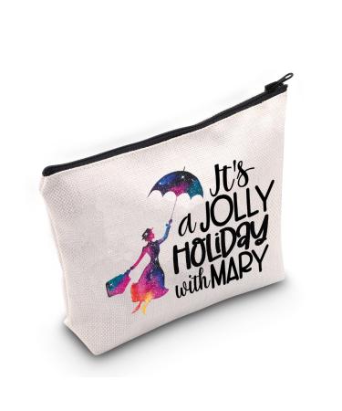 WZMPA MARY MOVIE Cosmetic bag motif: Poppin umbrella fans gift it's JOlly Holiday with Mary Make-up bag with zipper for women and girls vacation with Maria fit