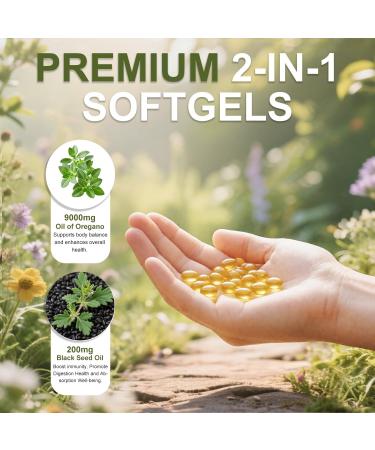 Oil of Oregano with Black Seed Oil 90/280/560/840 Softgels 9000mg Per Serving 2-in-1 Oregano Supplement for Immune Health with High Carvacrol & Thymoquinone | Plant-Based Non-GMO 280 Count (Pack of 1) - Buy Online on GoSupps.com
