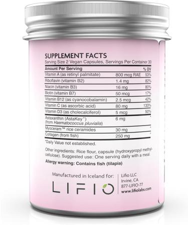 Lifio Collagen & Ceramides+, Enhanced Beauty Formula with Astaxanthin - 60 Capsules - Buy Online on GoSupps.com
