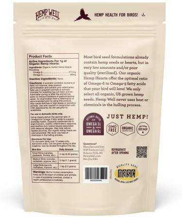 Hemp Well Organic Hemp Hearts - Reduces Feather Plucking Promotes Relaxation and  Immune Support - 1 Pound - Pack of 1 - Buy Online on GoSupps.com