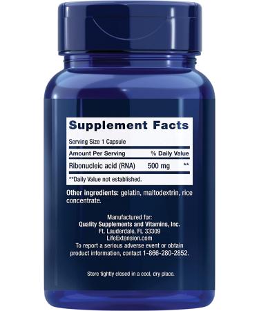 Life Extension RNA Capsules 500 mg - 100 Count | Boost Cellular Health - Buy Online on GoSupps.com