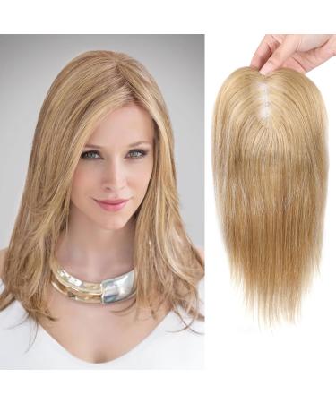 Hair Toppers for Thinning Hair Women Real Hair Human Hair Topper 10 Inch Clip in Wig Toppers Human Hair Toppers Top Hairpiece for Women Cold Blonde (10/16#)