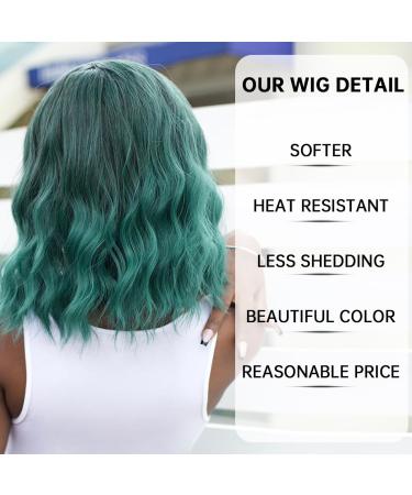 Testar 14 Inch Green Ombre Short Bob Wig with Ponytail - Shoulder Length Synthetic Cosplay Wig for Women | Everyday Colorful Style - Buy Online on GoSupps.com