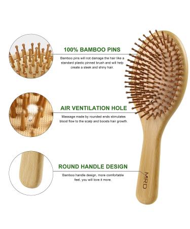 MRD Natural Bamboo Hair Brush Set - Wide-Tooth Paddle Comb for Women Men Kids - Ideal for Thick Thin Curly Dry Hair - No Bristle Detangling Kit - Buy Online on GoSupps.com