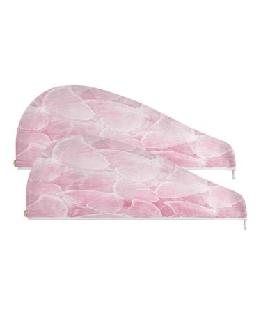 Pink Butterfly Dry Hair Cap 2 Piece Quick Drying Towel Set with Button Headband Super Absorbent Soft & Comfortable