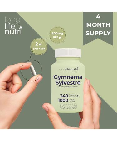 LongLifeNutri Gymnema Sylvestre 1000mg - Organic 20:1 Leaf Extract 240 Vegetarian Capsules 4-Month Supply Herbal Supplement for Gut Health GMP Certified Made in USA 240 Count (Pack of 1) - Buy Online on GoSupps.com