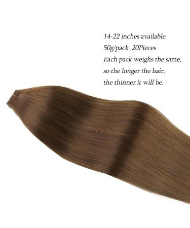 Buy Real Human Hair Extensions Tape - 50g 20 Pieces Walnut Brown Semi-Permanent Reusable Skin Weft - Buy Online on GoSupps.com