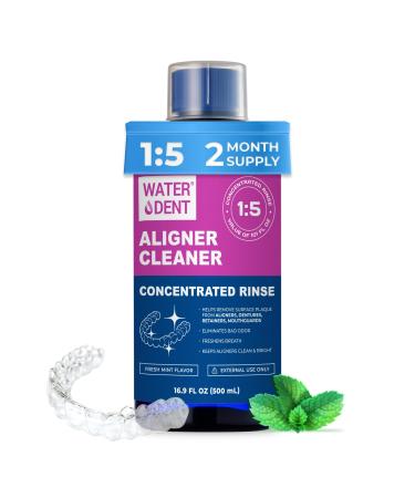 ALIGNER Cleaner Rinse | Concentrated | Clean INVISIALIGN retainers dentures Mouth Guards | 2 Month Supply (Pack of 1 - Value of 101 fl.oz) Alcohol Free Minty & Fresh. Made in USA - Pack of 1 16.9 Fl Oz (Pack of 1)