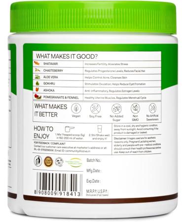 OZIVA Plant Based HerBalance for PCOS | PCOS Supplement for Women for Hormonal Balance & Better Menstrual Cycle | PCOS Drink with Inositol Shatavari Chasteberry Ashoka Certified Clean & Vegan 250g - Buy Online on GoSupps.com