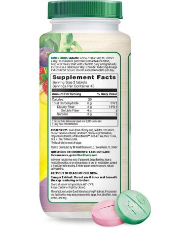 Fibre Choice Assorted Fruits. Natural Sourced Prebiotic Fibre 90 chewable tablets (Pack of 1) - Buy Online on GoSupps.com